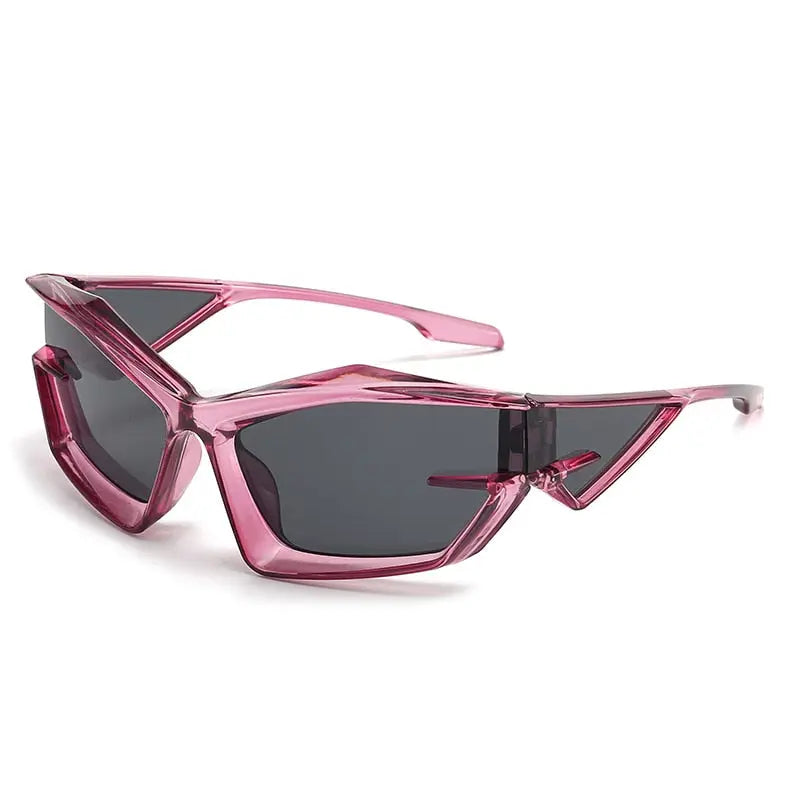 a pair of pink sunglasses on a white background.
