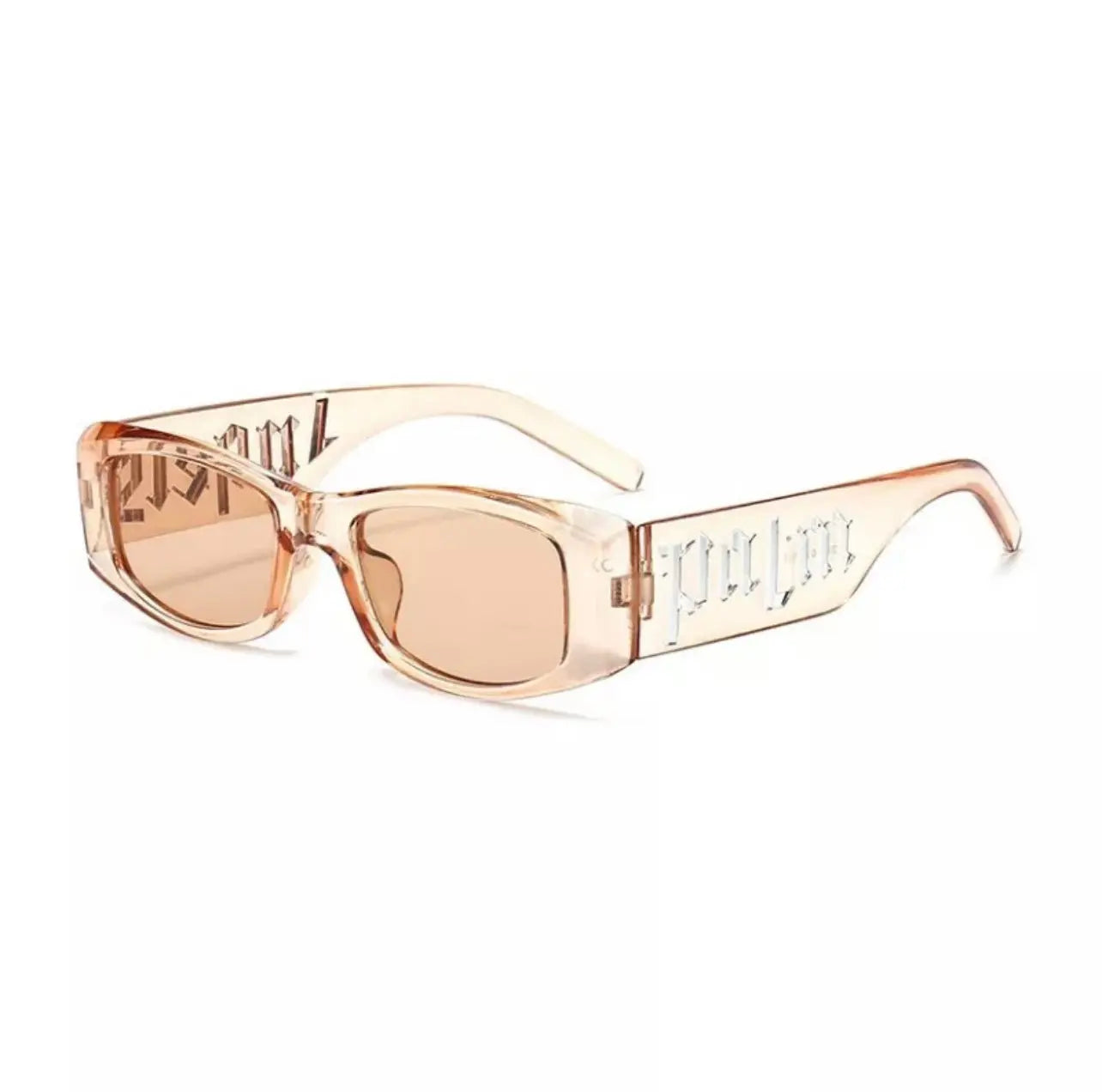 a pair of palm angels sunglasses with the word'palm'on them.